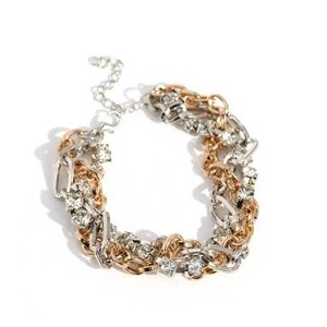 Paparazzi Gold and Silver Chain-Link Bracelet Two-Tone Taste Multi  Layer Jewels